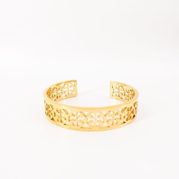 Tory Burch TB Gold Logo Cut out Cuff Bracelet Gold OS - Picture 11 of 12